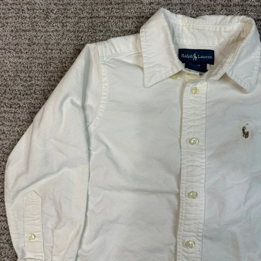 Ralph Lauren Kids Boys White Long Sleeve Oxford Button Down Shirt Size 4 4T